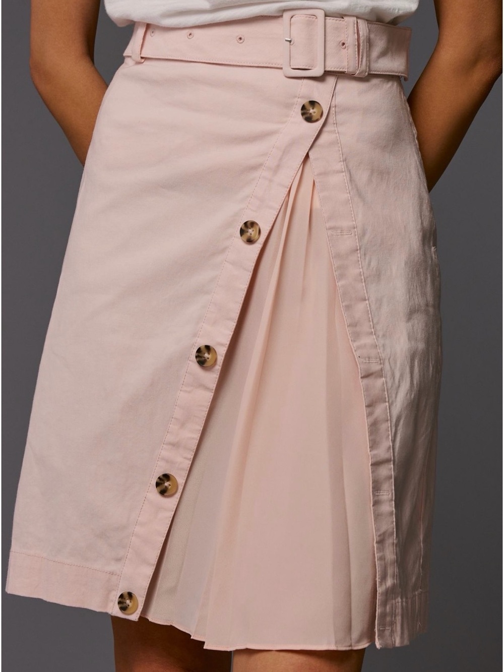Anthropologie Satin Pleated Midi Skirt